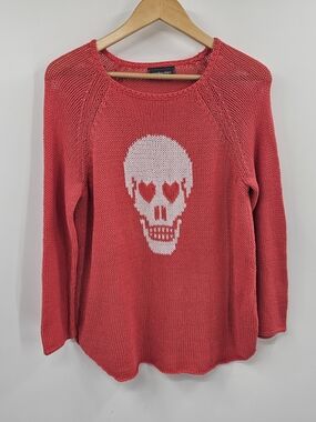 Wooden Ships  Skull Heart-Eye Knit Summer Sweater Size S/M